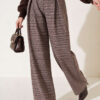 ⁦French terry plaid pants Mink⁩ - الصورة ⁦3⁩
