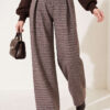 French terry plaid pants Mink