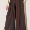 Pile-Detail Wide-Leg Trousers Dark Brown