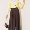 Pile-Detail Wide-Leg Trousers Dark Brown - immagine 2