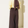 Pile-Detail Wide-Leg Trousers Dark Brown - immagine 3