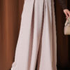 Pile-Detail Wide-Leg Trousers Beige