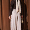 Pile-Detail Wide-Leg Trousers Beige - immagine 3