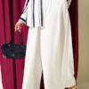 Pile-Detail Wide-Leg Trousers White
