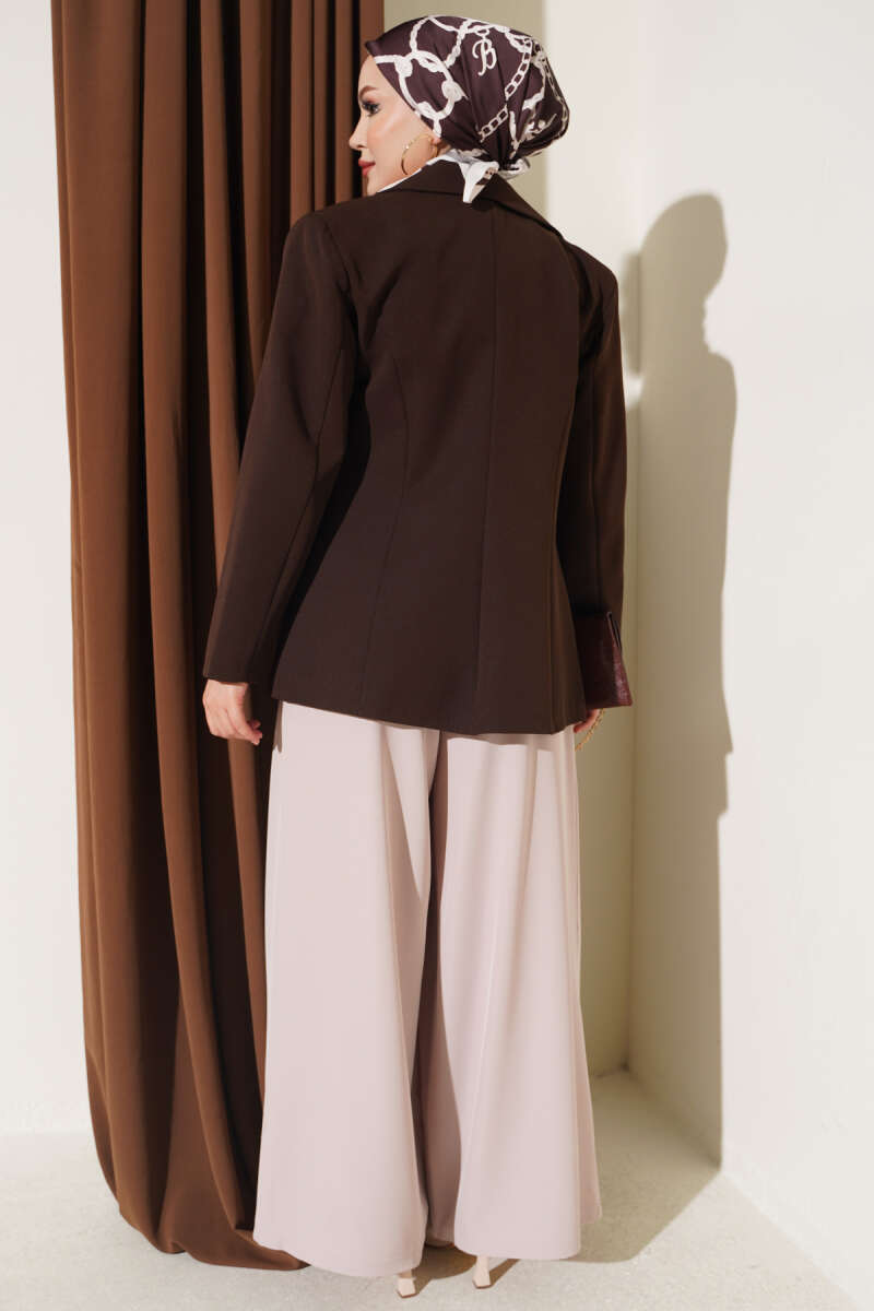 French Terry Jogger Pants with Pile Detail and Drawstring Beige - الصورة 3