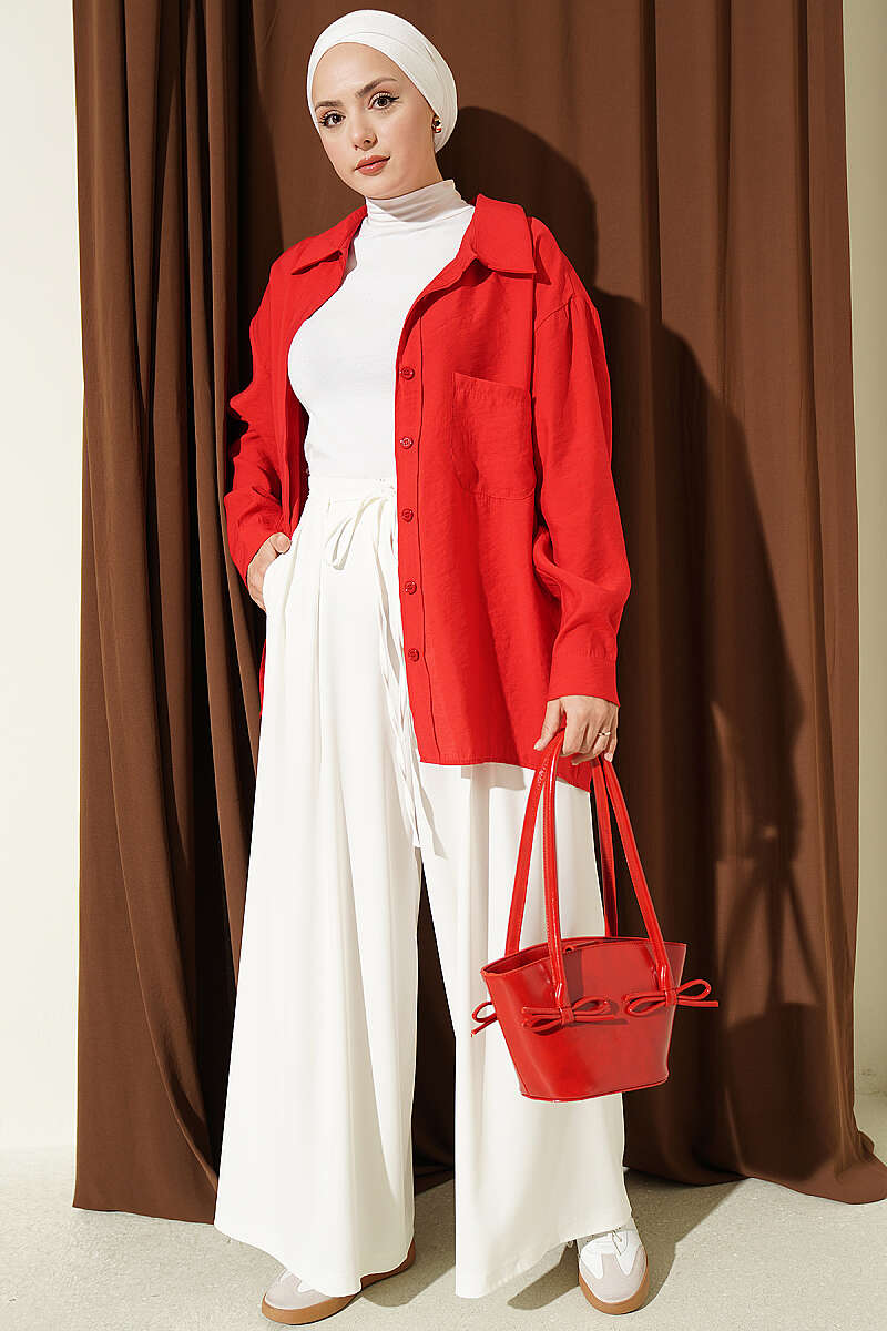 French Terry Jogger Pants with Pile Detail and Drawstring Ecru - Imagen 2