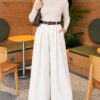 Loose-fit French terry pants with pile detailing and a belt Ecru – Bild 2