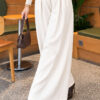 Loose-fit French terry pants with pile detailing and a belt Ecru – Bild 3