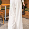 Loose-fit French terry pants with pile detailing and a belt Ecru – Bild 4