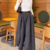 Loose-fit French terry pants with pile detailing and a belt Smoke - الصورة 2