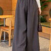 Loose-fit French terry pants with pile detailing and a belt Smoke - الصورة 3