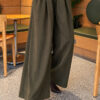 Loose-fit French terry pants with pile detailing and a belt Khaki – Bild 3