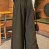 Loose-fit French terry pants with pile detailing and a belt Khaki – Bild 4
