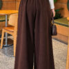 Loose-fit French terry pants with pile detailing and a belt Brown - Afbeelding 4