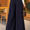 Loose-fit French terry pants with pile detailing and a belt Navy Blue - Afbeelding 4