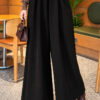 Loose-fit French terry pants with pile detailing and a belt Black