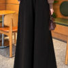 Loose-fit French terry pants with pile detailing and a belt Black - الصورة 4