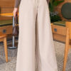 Loose-fit French terry pants with pile detailing and a belt Stone – Bild 4