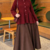 Pleated Buttoned Beard Knit Cardigan Burgundy - immagine 2