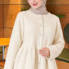 Pleated Buttoned Beard Knit Cardigan Ecru