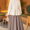 Pleated Buttoned Beard Knit Cardigan Ecru – Image 4
