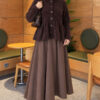 Pleated Buttoned Beard Knit Cardigan Brown - immagine 2