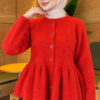 Pleated Buttoned Beard Knit Cardigan Red – Bild 3