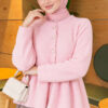 Pleated Buttoned Beard Knit Cardigan Pink - Imagen 3