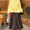 Pleated Buttoned Beard Knit Cardigan Yellow - Afbeelding 2