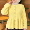 Pleated Buttoned Beard Knit Cardigan Yellow - Afbeelding 3