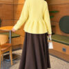 Pleated Buttoned Beard Knit Cardigan Yellow - Afbeelding 4