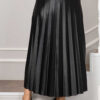 Elastic Waist Pleated Modest Skirt Black - Afbeelding 2
