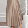 Elastic Waist Pleated Modest Skirt Mink
