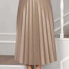 Elastic Waist Pleated Modest Skirt Mink - immagine 2