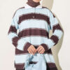 Color-block Polo Neck Two-Piece Set Baby Blue - Imagen 2