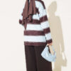 Color-block Polo Neck Two-Piece Set Baby Blue - Imagen 3