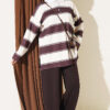 Color-block Polo Neck Two-Piece Set Ecru