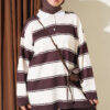 Color-block Polo Neck Two-Piece Set Ecru – Bild 2