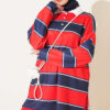 Color-block Polo Neck Two-Piece Set Red - Image 2