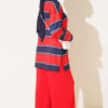 Color-block Polo Neck Two-Piece Set Red - Image 3