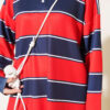 Color-block Polo Neck Two-Piece Set Red - Image 4