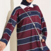 Color-block Polo Neck Two-Piece Set Plum - immagine 2
