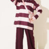 Color-block Polo Neck Two-Piece Set Pink