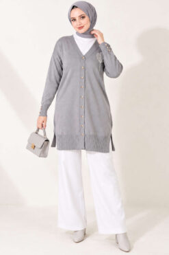 Alternative view of Polyelit Embroidered French Terry Cardigan Grey