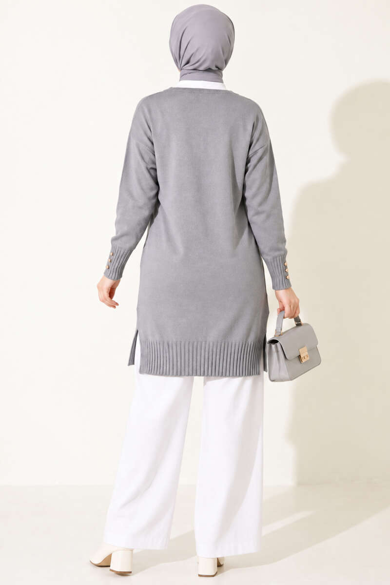 Polyelit Embroidered French Terry Cardigan Grey - الصورة 4