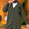 Polyelit Embroidered French Terry Cardigan Khaki