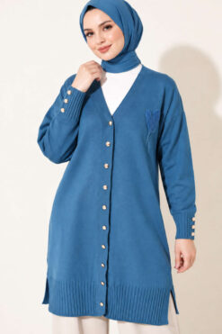Alternative view of Polyelit Embroidered French Terry Cardigan Indigo