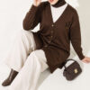 Polyelit Embroidered French Terry Cardigan Brown - الصورة 2