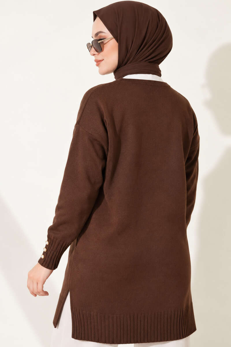 Polyelit Embroidered French Terry Cardigan Brown - الصورة 4