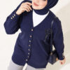 Polyelit Embroidered French Terry Cardigan Navy Blue - الصورة 2